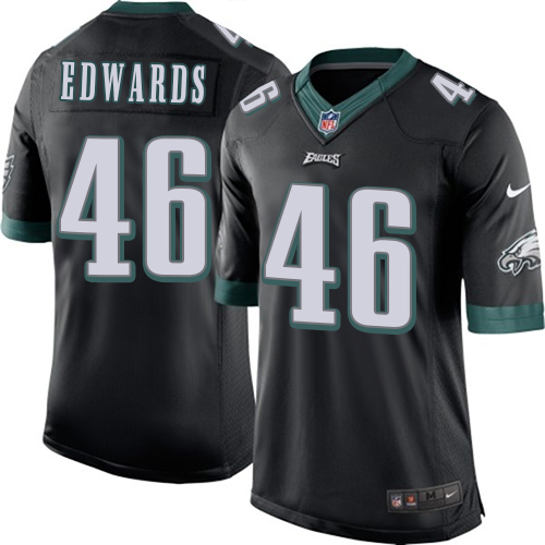 Men's Limited Herman Edwards Nike Jersey Black Alternate - #46 NFL Philadelphia Eagles